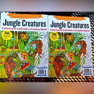 2 Pack Bundle of Adult Coloring Books. 2 If The Same Jungle Creatures. New .